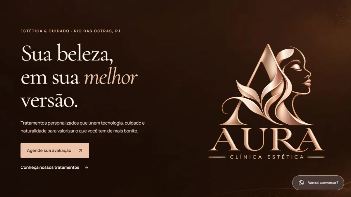 Prévia do site demonstrativo Aura Clínica Estética, para estética