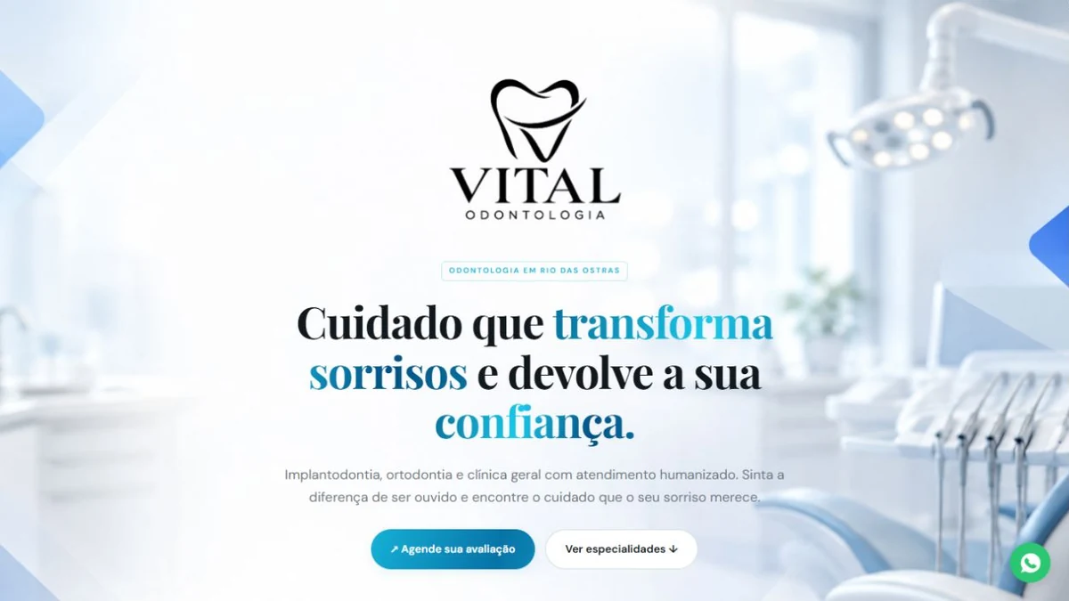 Prévia do site demonstrativo Vital Odontologia, para odontologia
