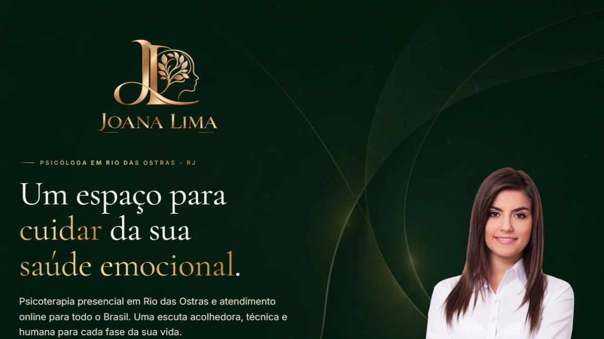 Prévia do site demonstrativo Joana Lima, para psicologia